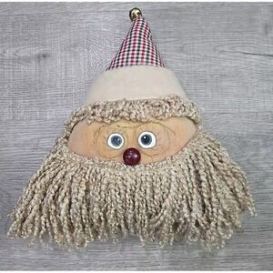Vintage Santa Clause Mop‎ Head 13"×12"  Decorative pillow Christmas